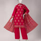 Red Yarn Dyed Jacquard Unstitched 3Pc