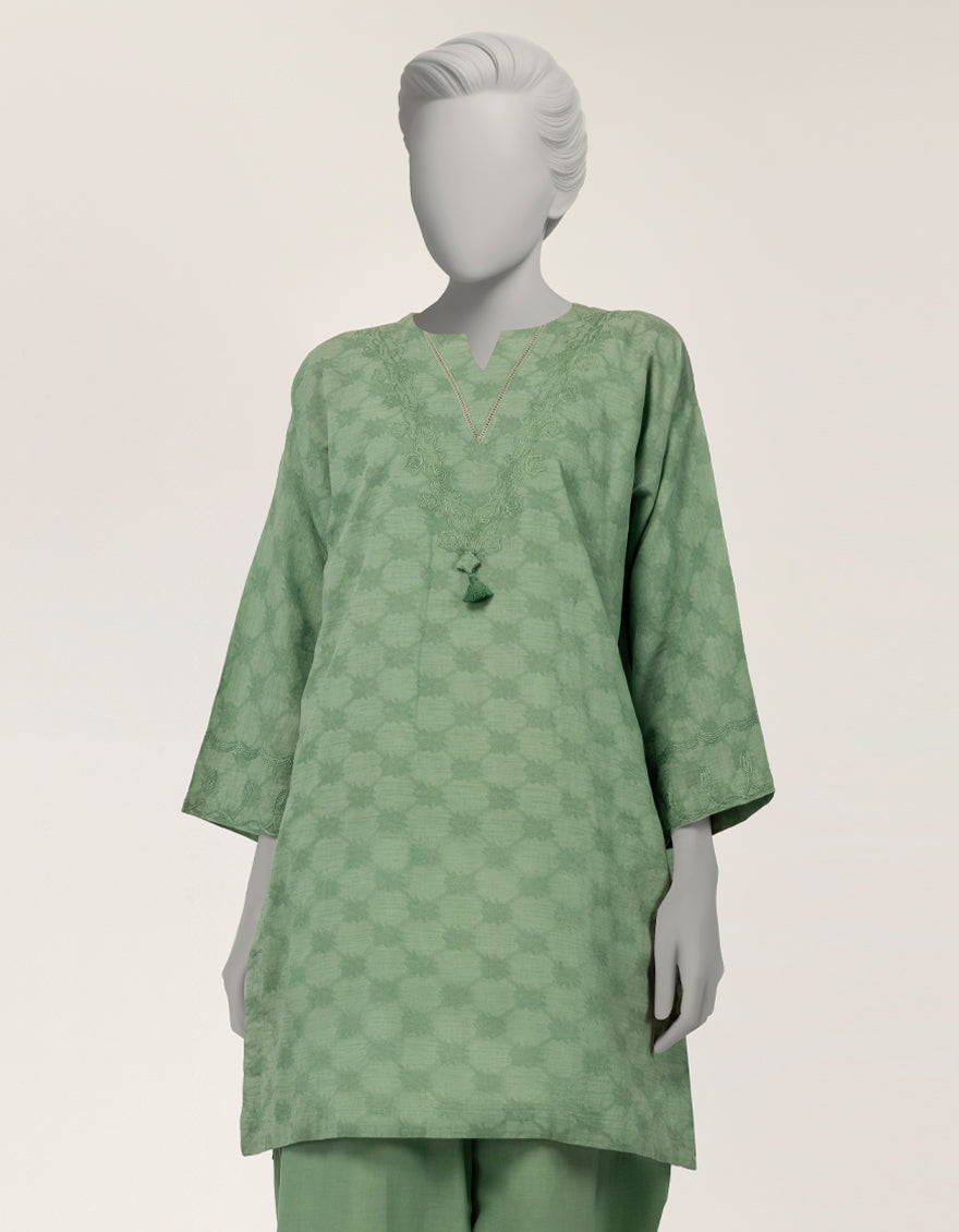 Green Dobby Embroidered Co-Ord Set
