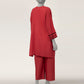 Red Dobby Embroidered Co-Ord Set