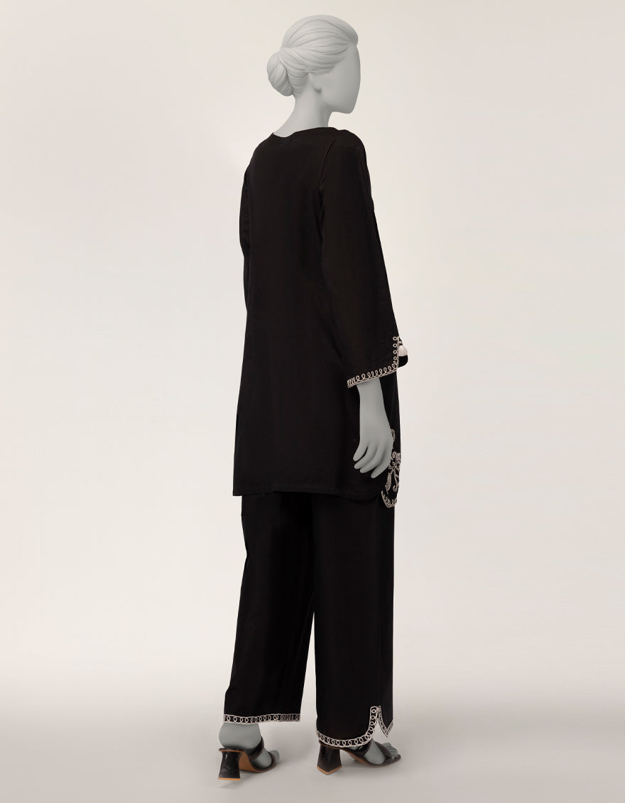 Black Lawn Embroidered Co-Ord Set