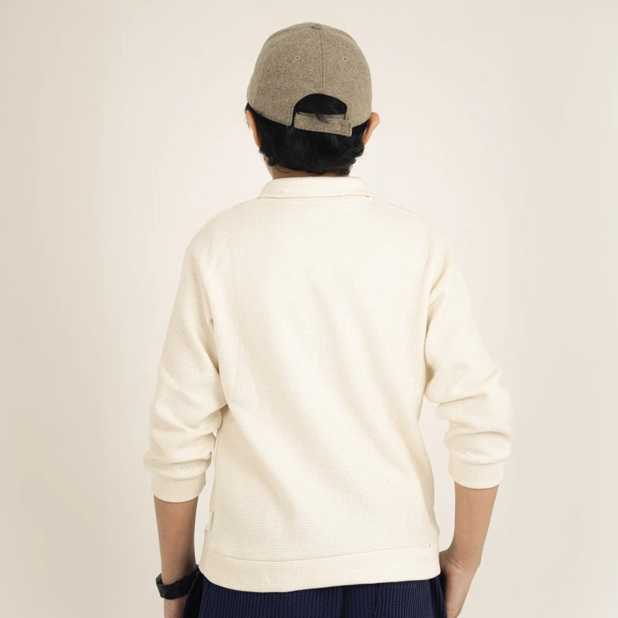 Johnny Collar Polo Sweat - Waffle Texture