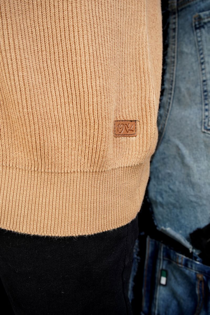 Khaki Knitted Polo Men