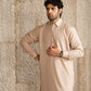 Light Almond French Collar Kameez Shalwar - Men