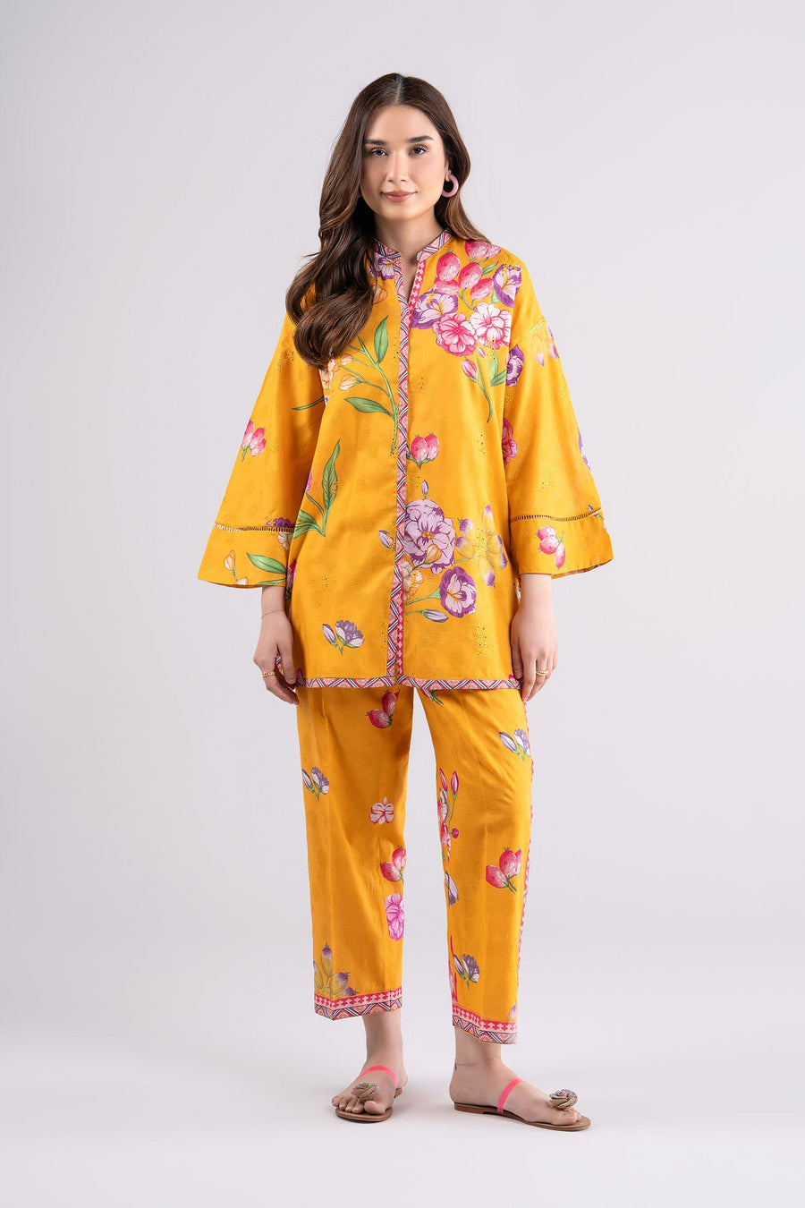 2 Pc Printed Textured Cotton Suit