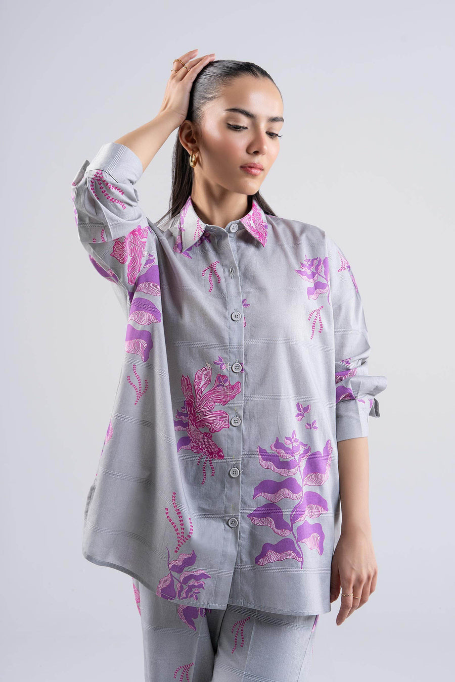 2 Pc Printed Textured Cotton Suit