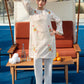 2 Pc Embroidered Cotton Stripe Suit