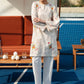 2 Pc Embroidered Cotton Stripe Suit