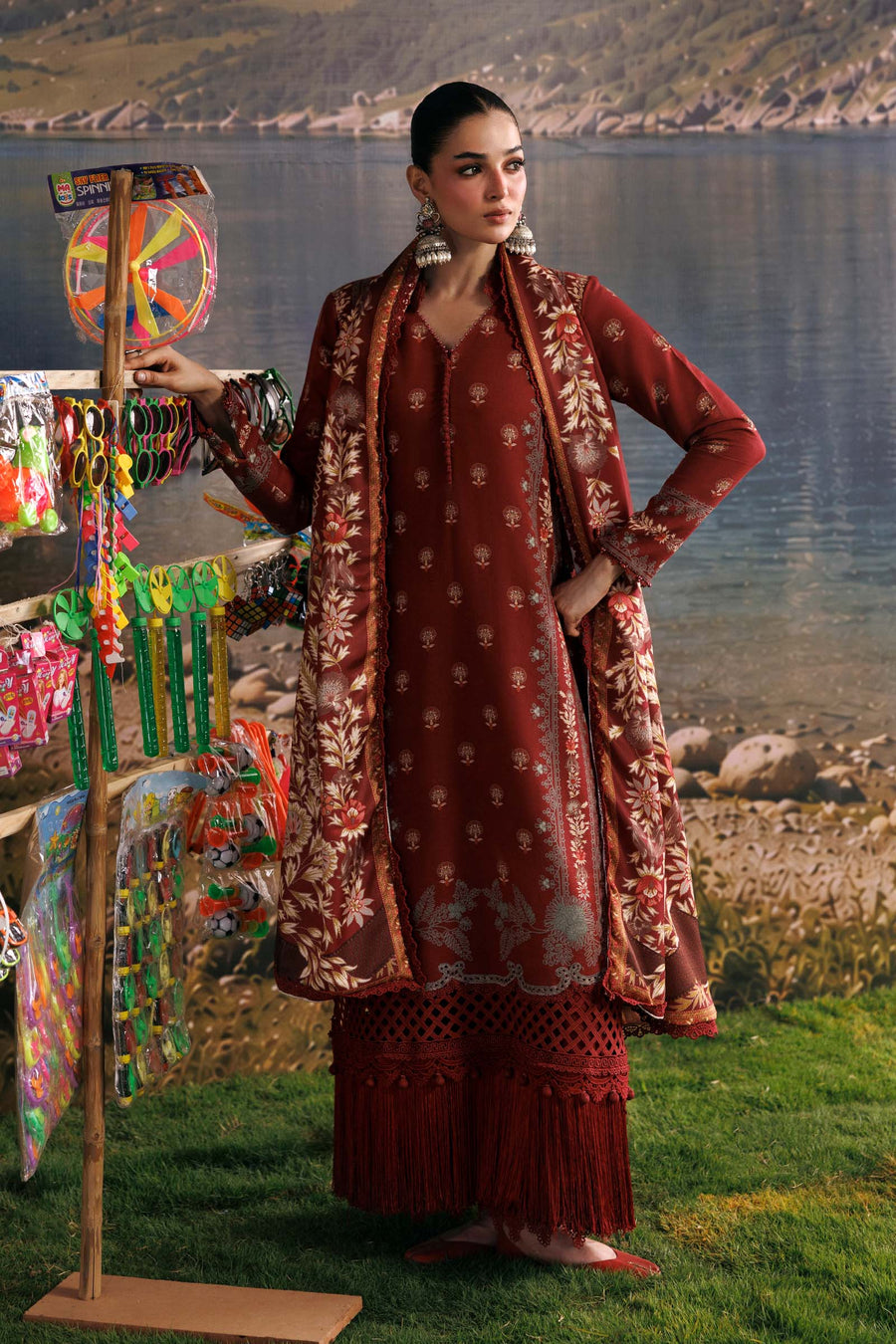 3 Pc Unstitched Embroidered Slub Khaddar Suit