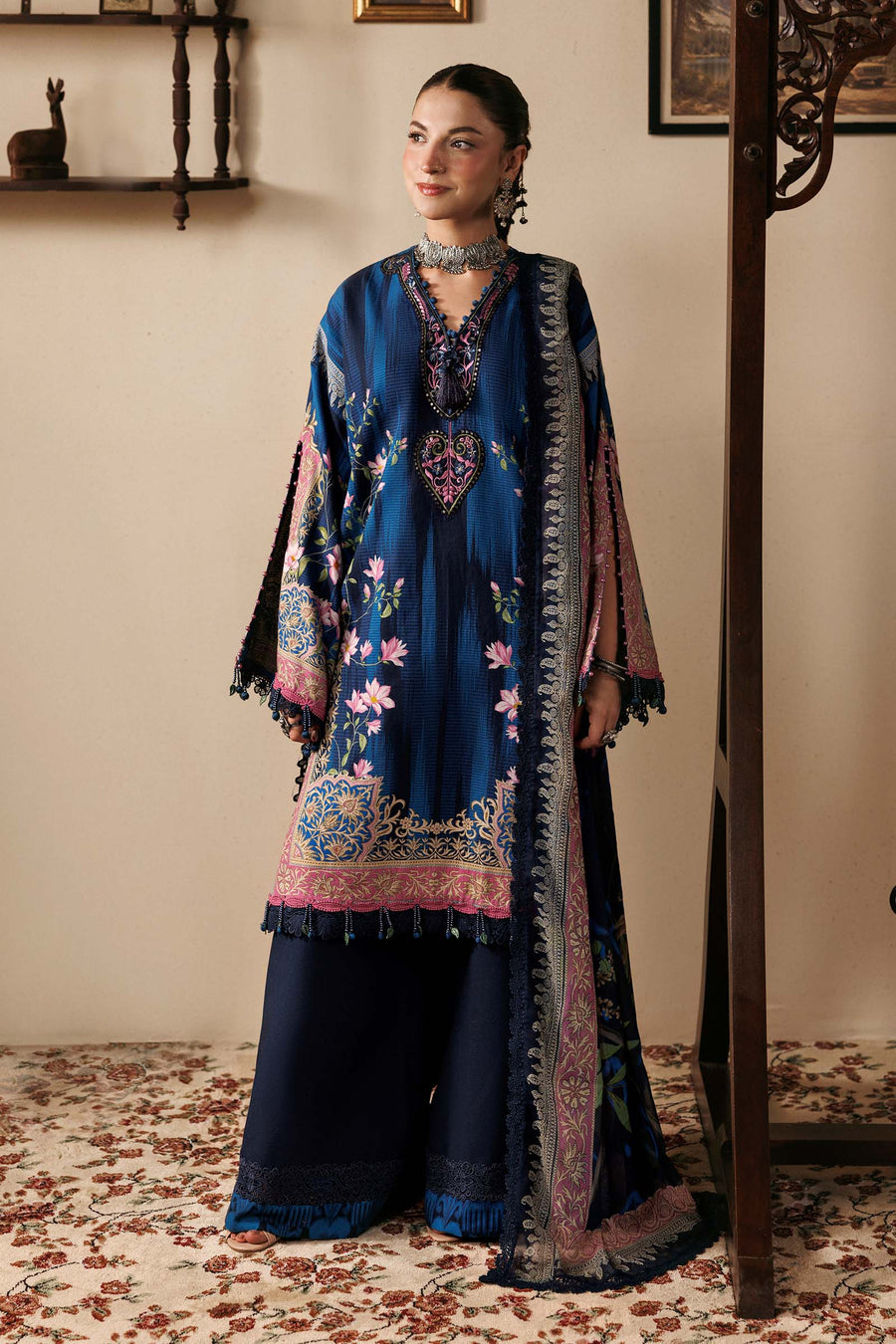 3 Pc Unstitched Embroidered Slub Khaddar Suit