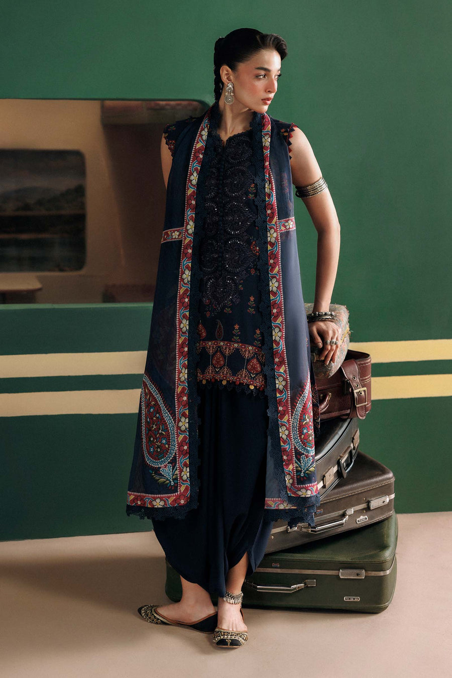 3 Pc Unstitched Embroidered Linen Suit