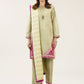 3 Pc Embroidered Two Tone Silk Suit