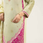 3 Pc Embroidered Two Tone Silk Suit