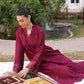 2 Pc Embroidered Bamberg Raw Silk Suit