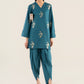 2 Pc Embroidered Raw Silk Suit