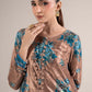 2 Pc Printed Velvet Suit