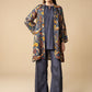 3 Pc Printed Raw Silk Suit