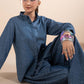 2 Pc Embellished Denim Suit