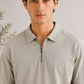Ash White Terry Zipper Polo - Men