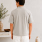 Ash White Terry Zipper Polo - Men