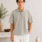 Ash White Terry Zipper Polo - Men