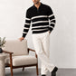 Black Striper Polo Sweater