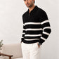 Black Striper Polo Sweater