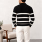 Black Striper Polo Sweater