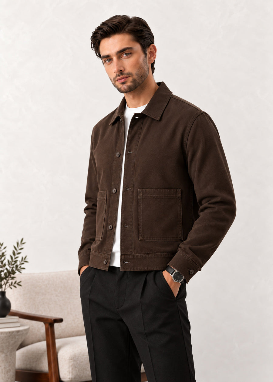 Dark Brown Twill Jacket