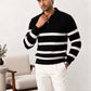 Black Striper Polo Sweater