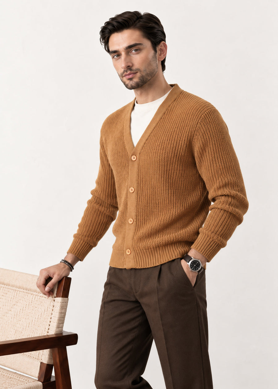 Soil Brown Button Down Cardigan