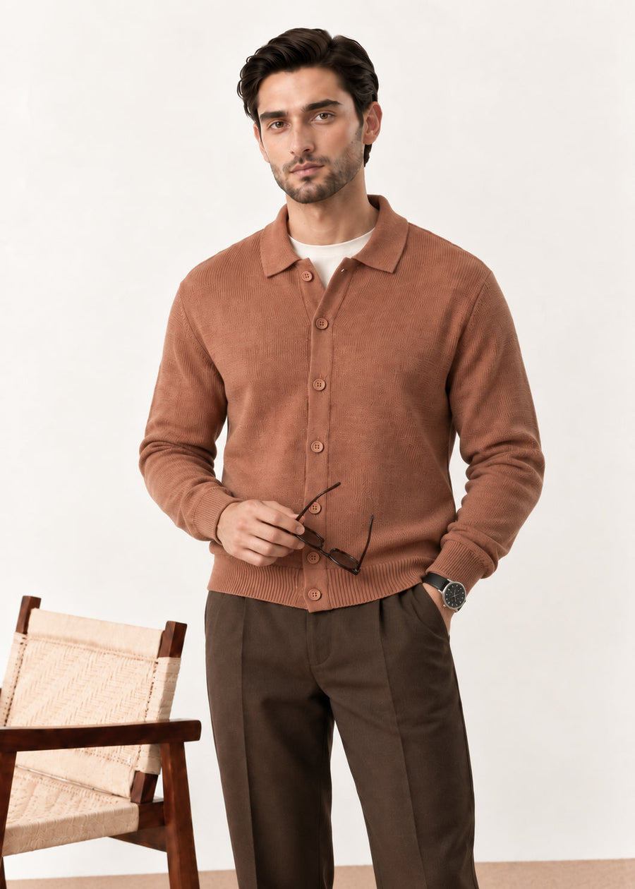 Cocoa Brown Button Down Cardigan