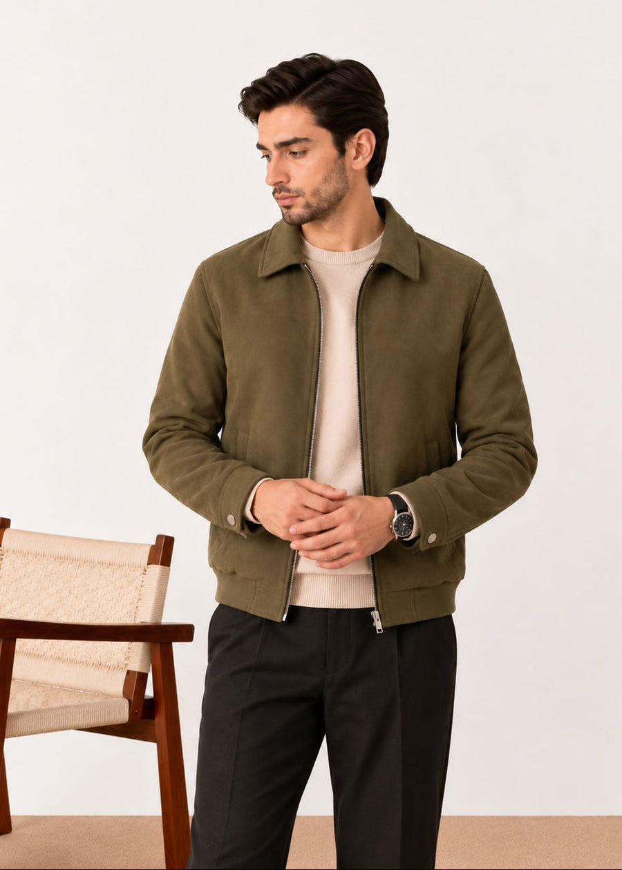 Olive Suede Flight Jacket