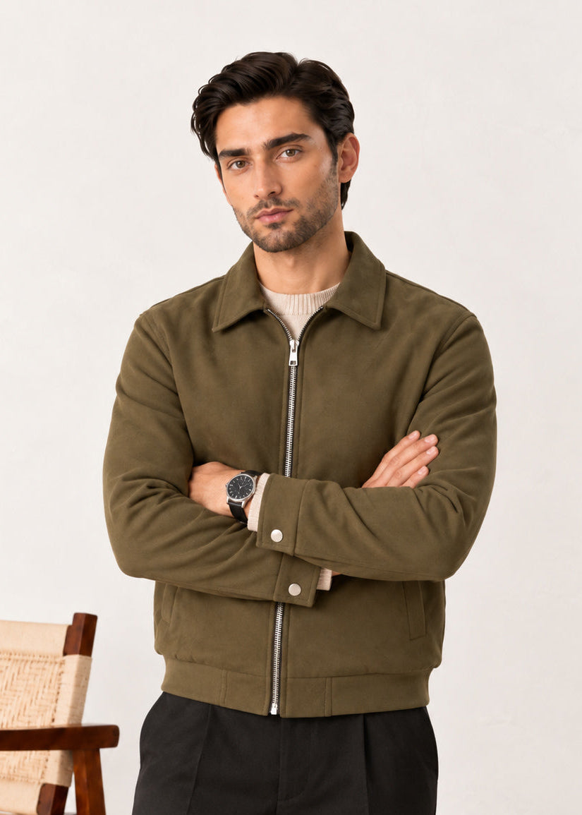 Olive Suede Flight Jacket