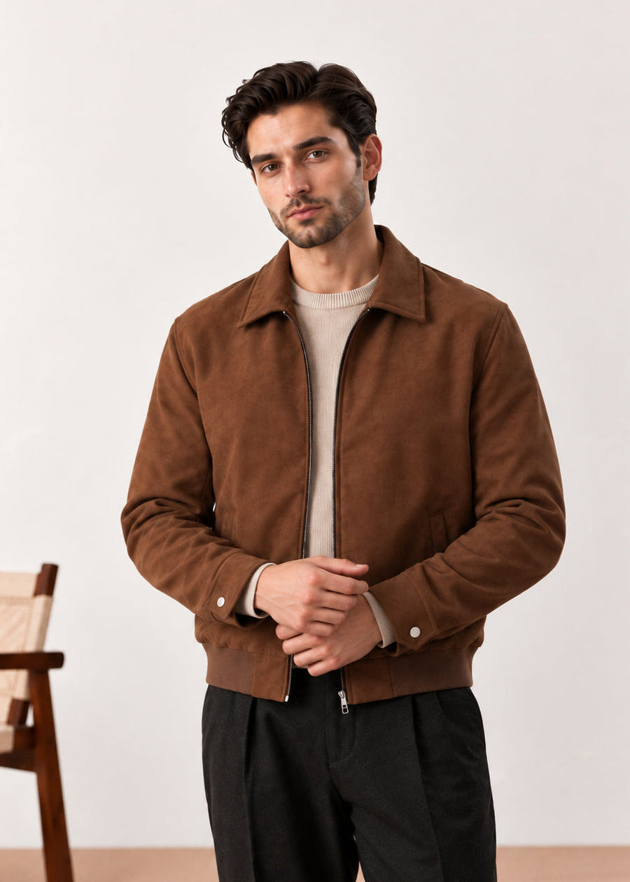 Dark Brown Suede Flight Jacket