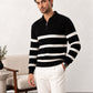 Black Striper Polo Sweater