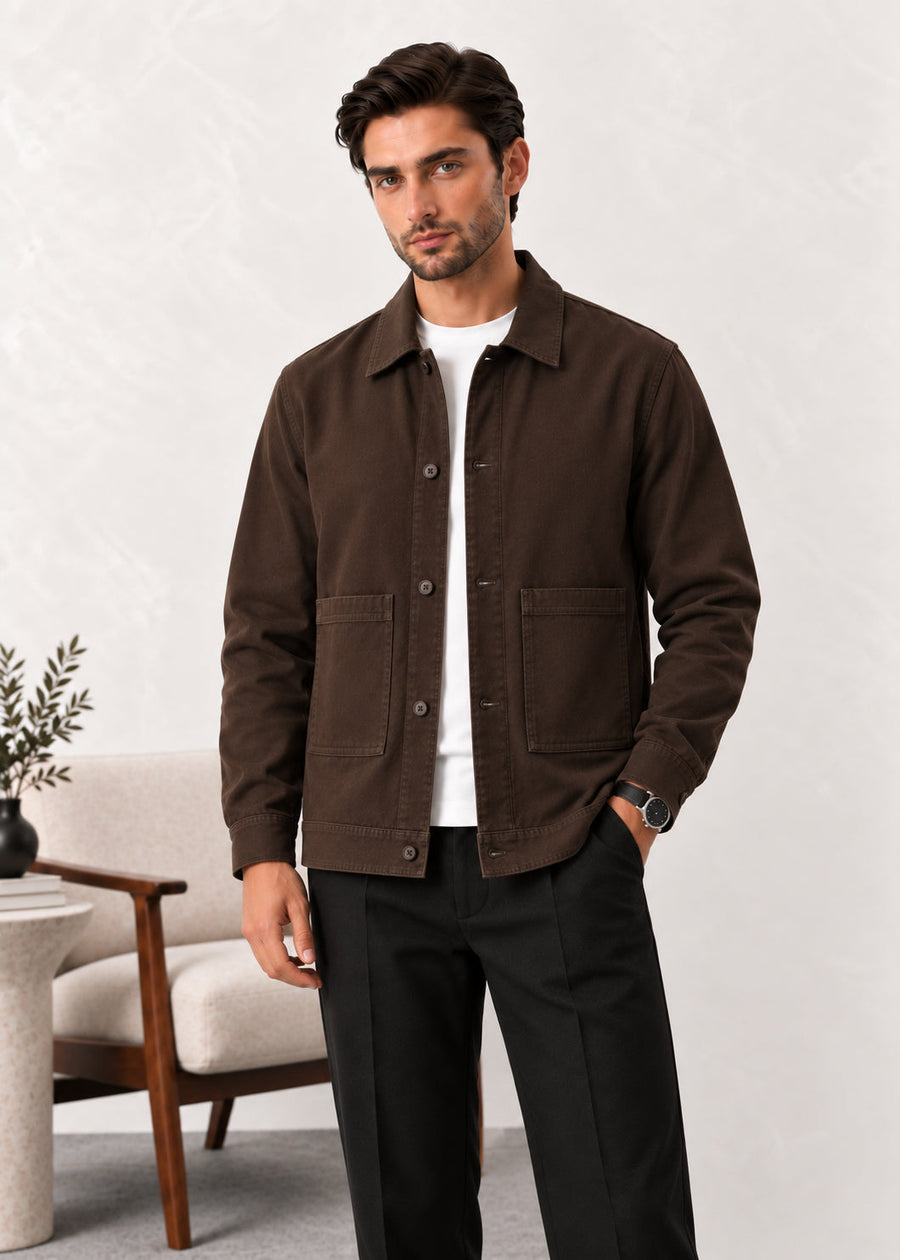 Dark Brown Twill Jacket