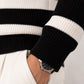 Black Striper Polo Sweater