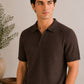 Dark Brown Riviera Knit Polo