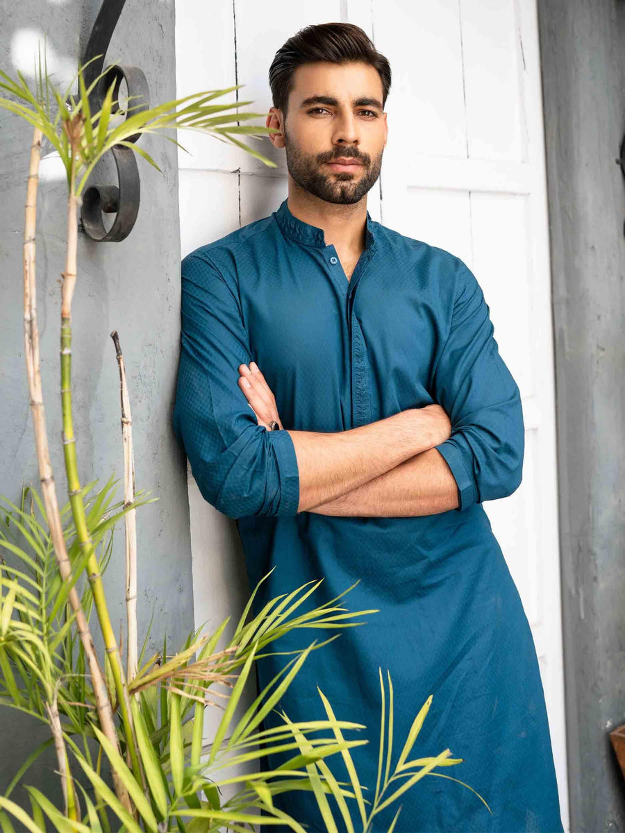 TEAL BLUE COTTON KURTA