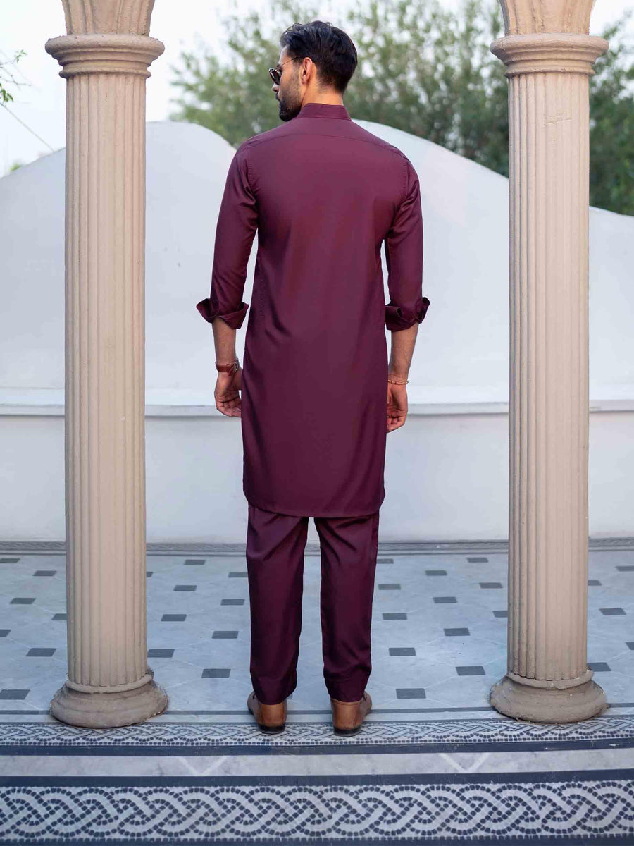 WINE WASH & WEAR KURTA TROUSER