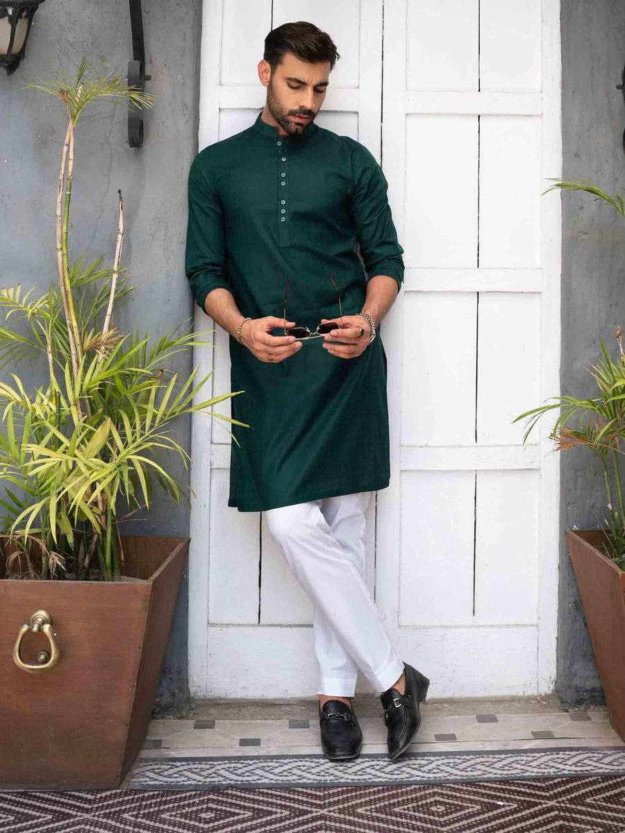 GREEN COTTON CASUAL KURTA