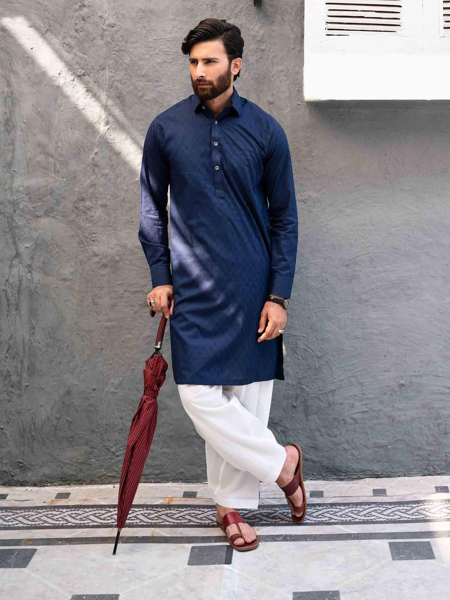 BLUE COTTON CASUAL KURTA
