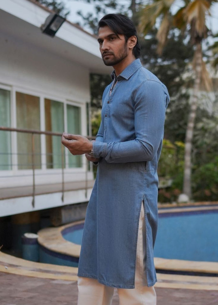 Inweave Blue Kurta Pajama For Men