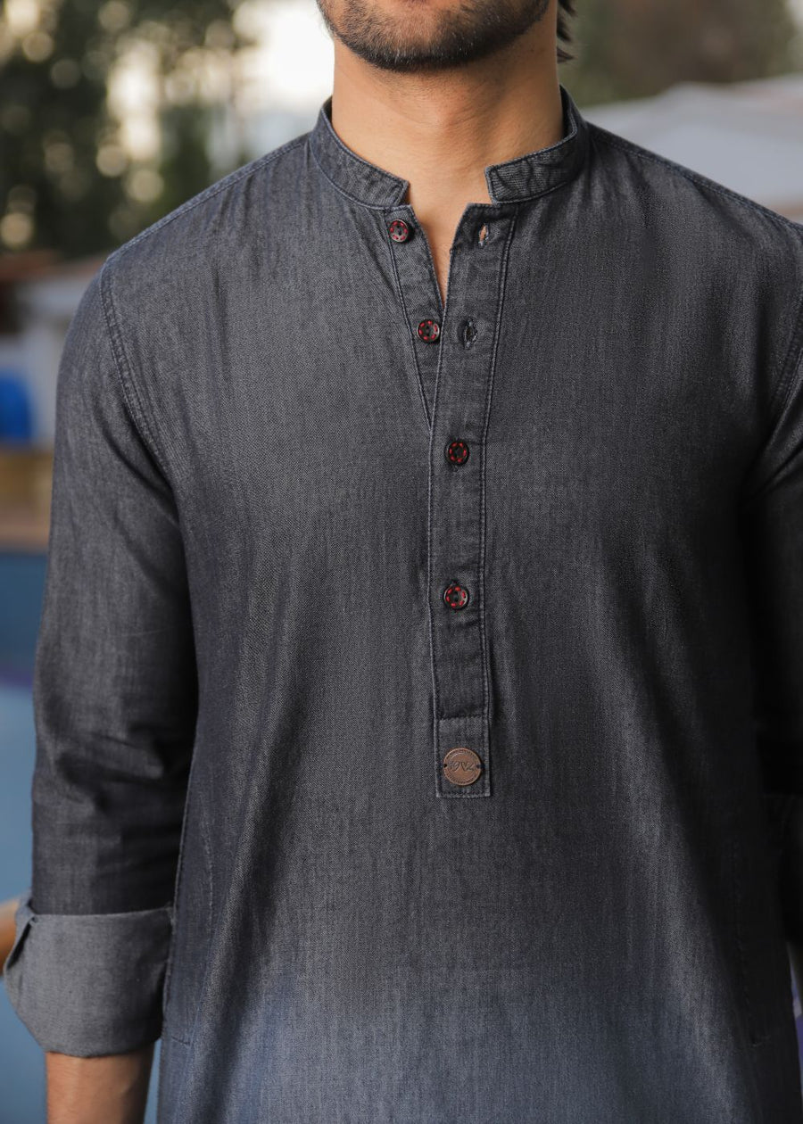 Balayage Charcoal Kurta Pajama For Men