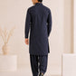 Navy Blue French Collar Kameez Shalwar - Men