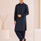 Navy Blue French Collar Kameez Shalwar - Men