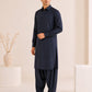Navy Blue French Collar Kameez Shalwar - Men