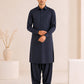 Navy Blue French Collar Kameez Shalwar - Men