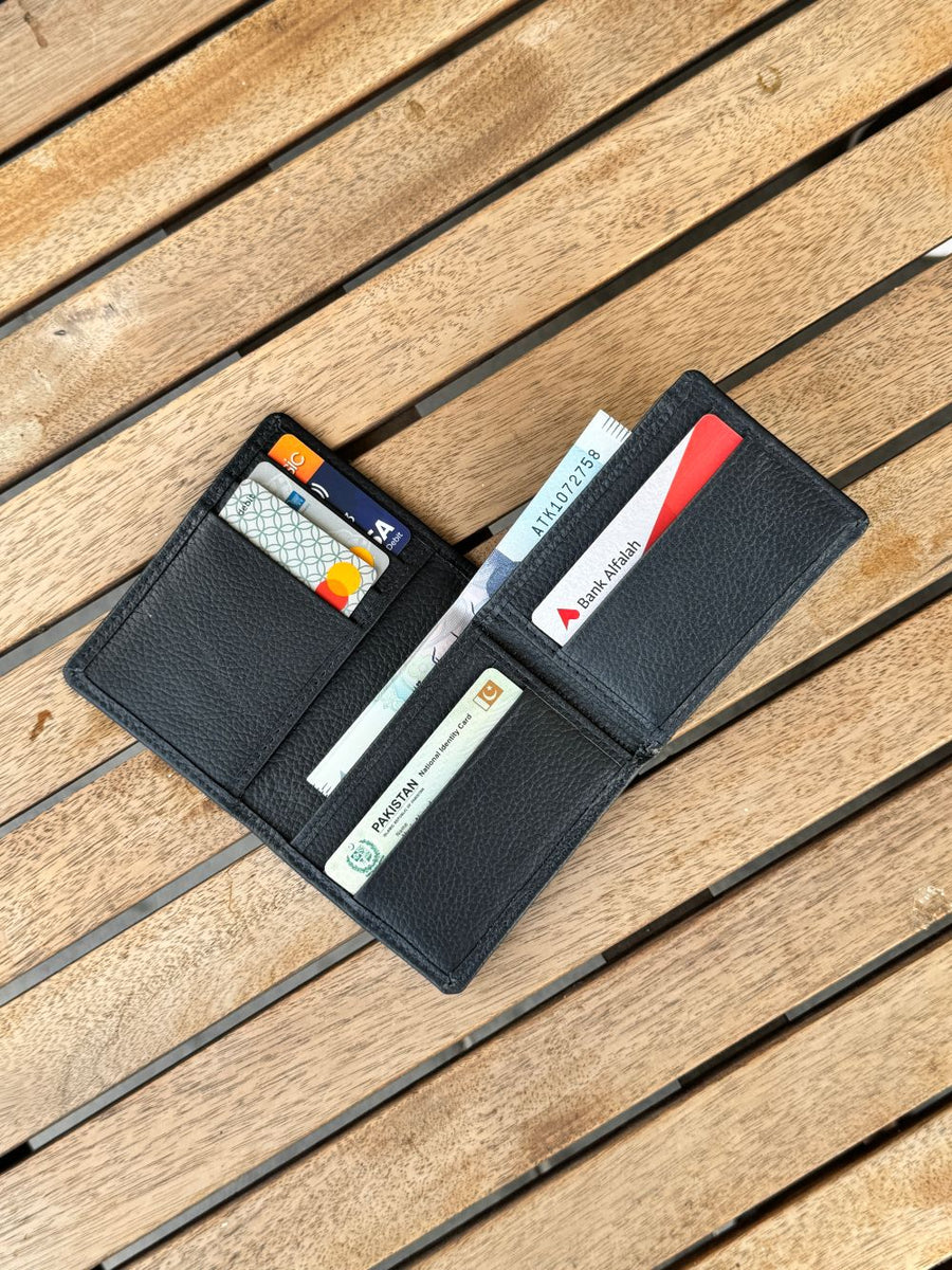 Navy Blue Foldable Compact Leather Wallet