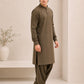 Olive Green Kurta Trouser/Shalwar - Men